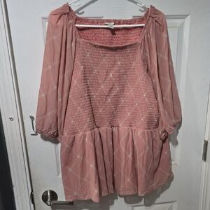 Cato Blush Smocked Blouse